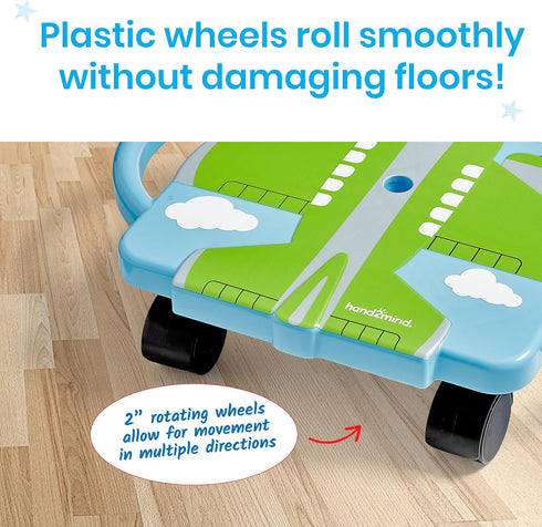 hand2mind Green Plane Glider Scooter Board, Floor Scooter Board, Gross Motor Toys, Kids Exercise & Physical Education