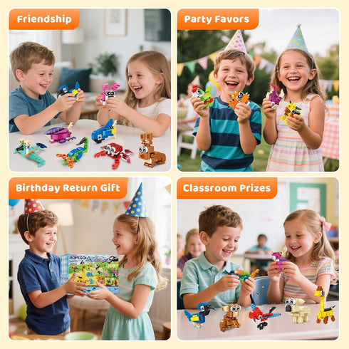 24 Pack Set, 6 8 10 12 Mini Animals Easter Building Block Toy Stocking Stuffers Classroom Prizes Goodie Bags Fillers