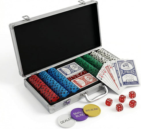 300 Piece Poker Chip Set, 11.5g Heavyweight Iron Core Chips with Aluminum