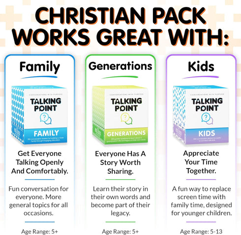 200 Conversation Cards for Christians - Fun Family Game Night, Bible Study, Perfect for Church Groups and Couples