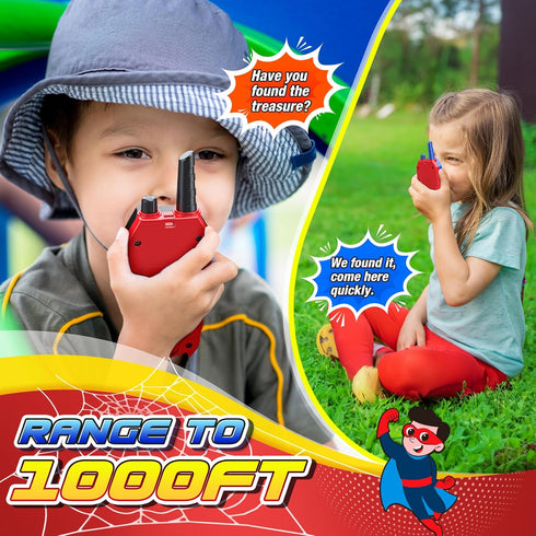 Spider Walkie Talkies for Kids Ages 3-8, 2 Pack Camping 2 Way Radio Outdoor Toy Birthday Gift for Boys