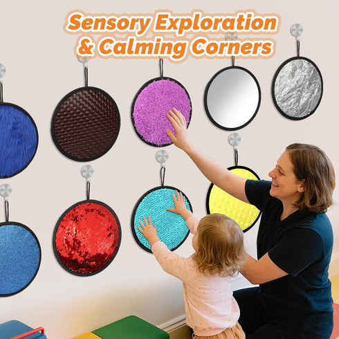 9 Package, (8.3 Inch) Upgraded Pcs Sensory Mats with Gift Mixed Textured & Colors Sensory Toys for Kids with Autism