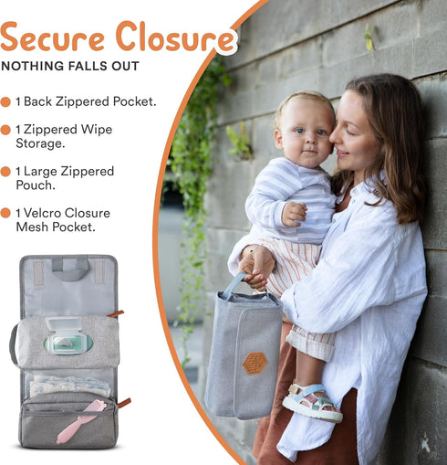 Diaper Bag Organizer - Tri-fold Wipes and Diaper Pouch for Travel and Diaper Bag Organization