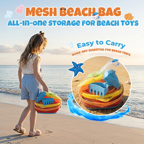 Cozycharm Set 2 2 2 6 Summer Beach Sand Toys for Toddlers, Portable Travel Beach Toys with Collapsible Buckets