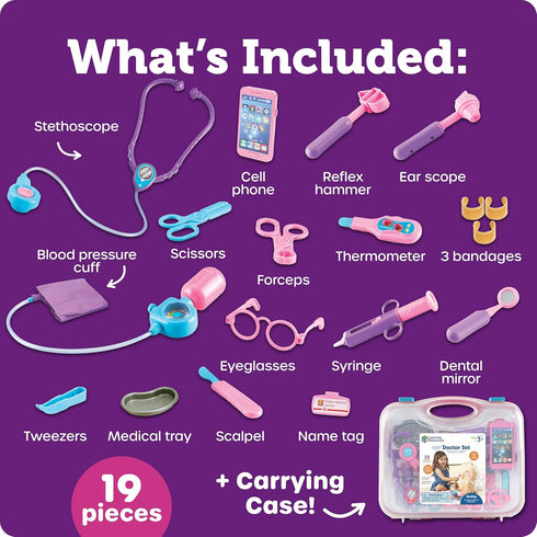Set Learning Resources Pretend & Play Doctor Pink - Medical Kit for Kids, Imaginative and Role Play, Toddler Toys
