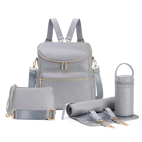 Minsong Diaper Bag Backpack,Fashion Leather Mommy Backpacks,Travel Toddler Baby Diaper Bags with