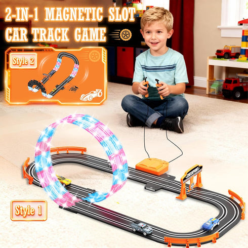 9.86ft 2-in-1 Sets 4 Set Counter,Birthday Boys(S2) Slot Car Track Toy - with Cars,Battery or Electric Car Track