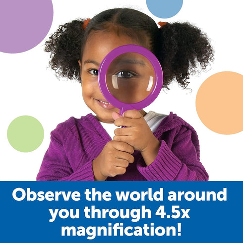 6 3+ Learning Resources Jumbo Magnifiers - Pieces, Ages Toddler Learning Toys, Exploration Toys for Kids, Magnifiers