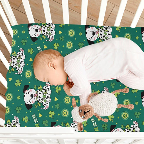 KEIGE A23011183 St. Patrick's Day Dog Shamrock Fitted Crib Sheet for Girls and Boys,Soft Breathable Microfiber Baby
