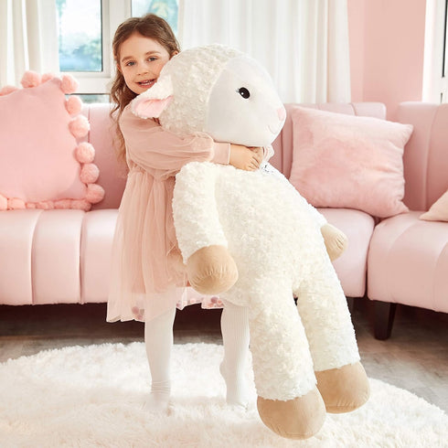 IKASA 30" Giant Sheep Stuffed Animal - Jumbo Soft Kawaii Plush Toy for Kids & Girlfriend