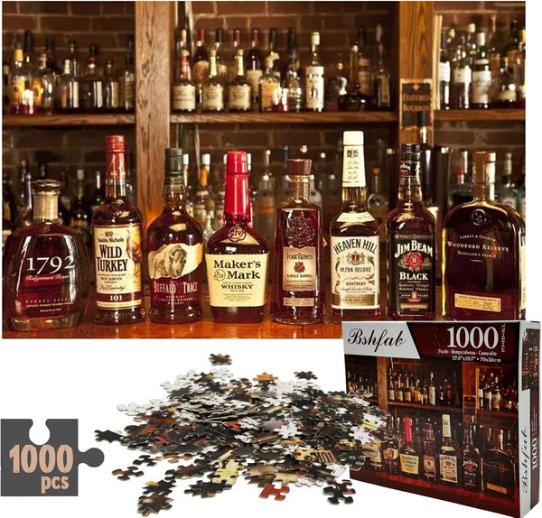 Whiskey - 1000 Pieces Jigsaw Puzzle for Adults, Premium Quality Recycled Material, Intense Colors