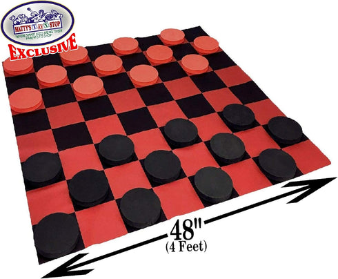 Matty's Toy Stop Deluxe Giant Checkers Game with 6" Foam Discs, 48" Game Mat and Storage Bag for Indoor/Outdoor