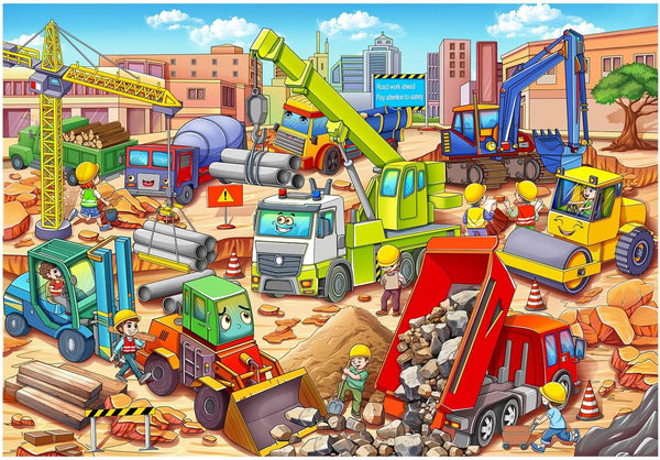 100 Piece Jigsaw Puzzles for Kids Ages 4-10, Construction Engineering Vehicle Puzzles, Educational Toys Gift