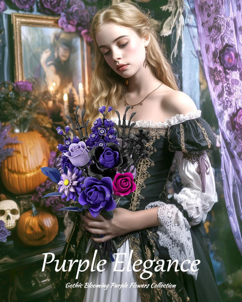 Set, Set Purple Rose Bouquet Building Artificial Floral Building Toys for Gothic Home Decor, Ideal Gift for Halloween