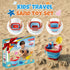Cozycharm Set 3 Summer Beach Sand Toys for Toddlers, Portable Travel Beach Toys with Collapsible Bucket, Shovel, Rake