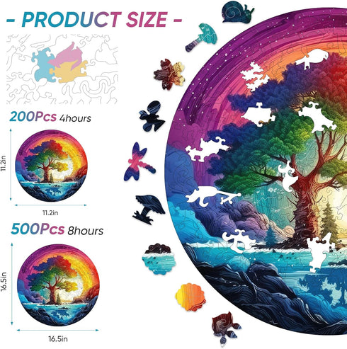 500 16.5x16.5 Reouinty Puzzles for Adults Piece, Life Tree Rainbow Waterfall Jigsaw Puzzles, Natural Puzzle Unique