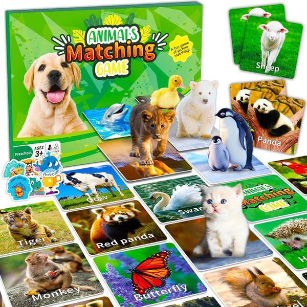 YTSQLER Animal Matching Game for Kids 100PCS Memory Card Game for Toddlers