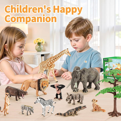 12PCS Set, Playset Realistic Safari Animals Figures Learning Toys Large African Animal Toys, Wild Zoo Animal Toys