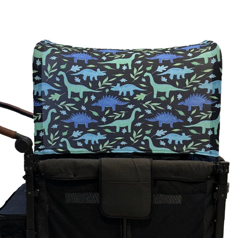 The Blessed Mama Co Wagon Stroller Canopy Accessories, Adjustable Stroller Cover with Sun Shield, Blue Dinosaur,