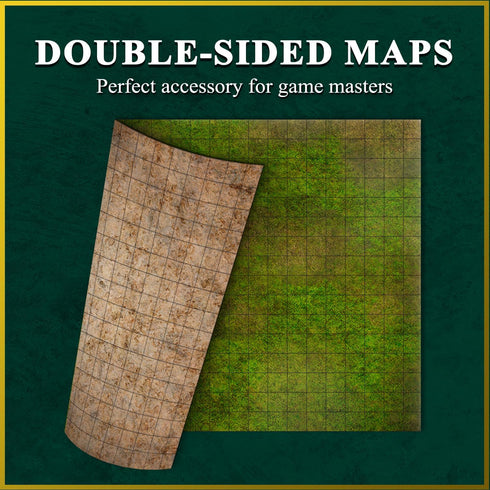 Game Knights Game Knight Encounters Map Mat, Double-Sided Gloss Laminated Dry Erase Battle Map for Roleplaying