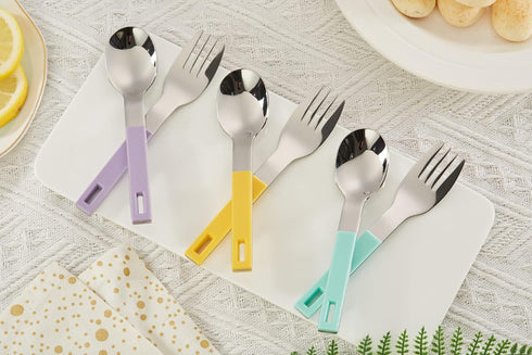 ANNOVA Children's Flatware, 6 Pieces Kids Silverware - Stainless Steel, 3 Safe Forks, 3 Tablespoons, Toddler Utensils