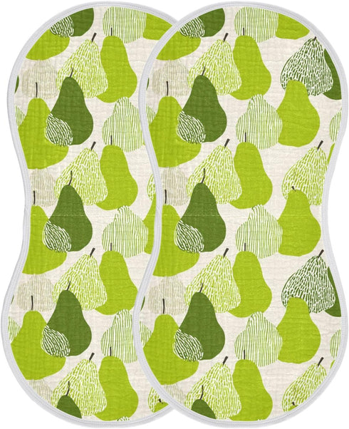decor gift 4 Pack 22x11in Cotton Muslin Burp Cloth Breathable Cartoon Green Pear Fruit Baby spit up Rags for Unisex