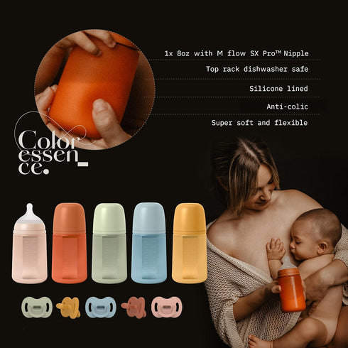 Suavinex Color Essence SX PRO Physiological Soft Flexible Silicone Baby Bottle - Anti Colic, Supports Breastfeeding,