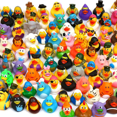 100 Pack 2.3 Inch (50 XY-WQ Rubber Duck for Jeeps Ducking - Bulk Floater Duck for Kids - Baby Bath Toy Assortment