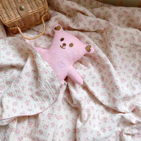 Summer 47"x51" BuLuTu Baby Nursery Throw Blanket Cotton Muslin Kids Blanket with Cute Galsang Flowers Crib/Cradle Quilt