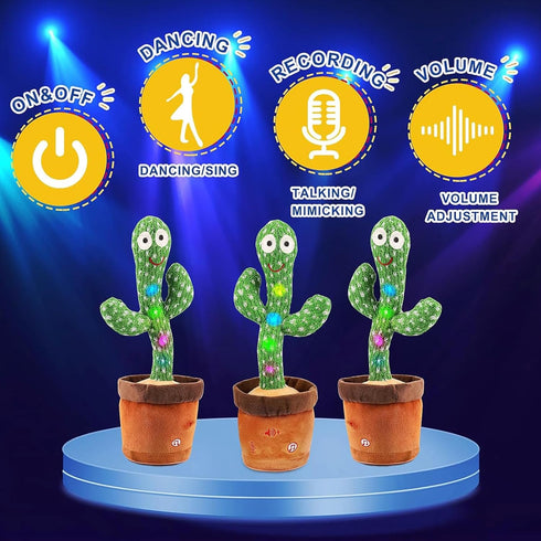 Emoin Dancing Cactus Talking Toy, Cactus Baby Toy Singing Children's Song, Mimicking Recording Educational Toy
