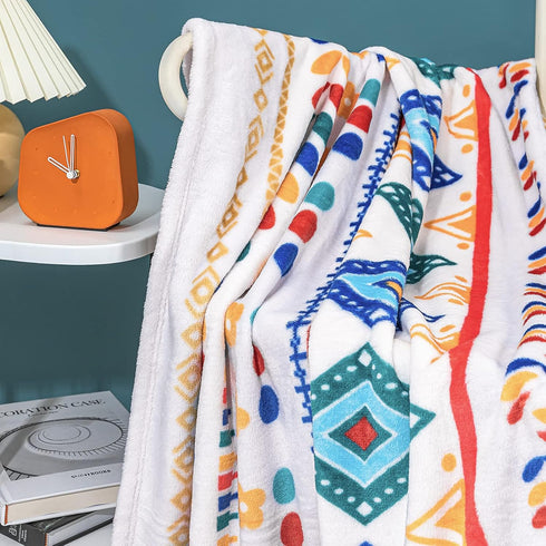 Cozy 30x40 Inch, Whale Flotilla Flannel Fleece Swaddle Blanket, Soft Warm Swaddle Toddler Blanket with Printed Geometry