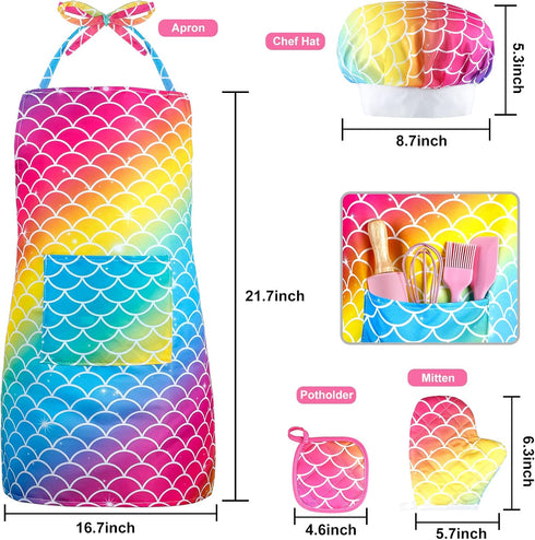 Set, 54 GIFTINBOX Kids Cooking and Baking PCS Complete Kit with Apron and Chef Hat, Real Cooking Utensils and Kitchen