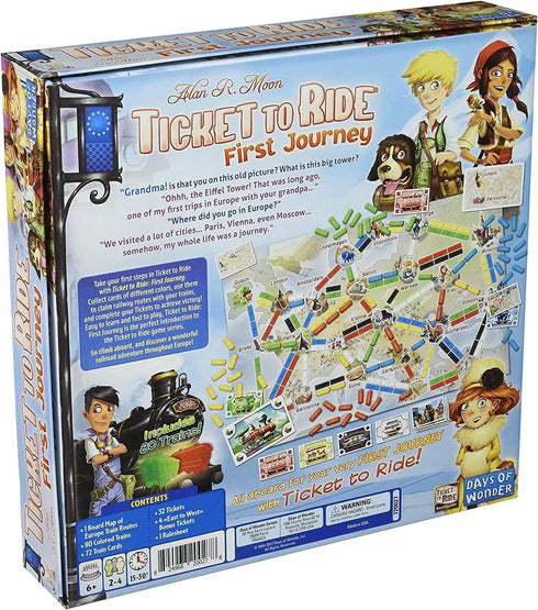 Ticket to Ride Europe First Journey Board Game - Strategy Game for Kids & Adults, 2-4 Players, 15-30 Minute Playtime