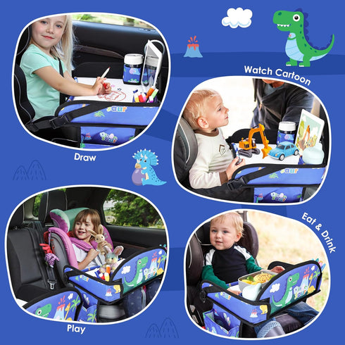 Kids Travel Tray for Airplane - Toddler Car Seat Table Tray, Road Trip Essentials for Boys & Girls, Carseat Lap Desk