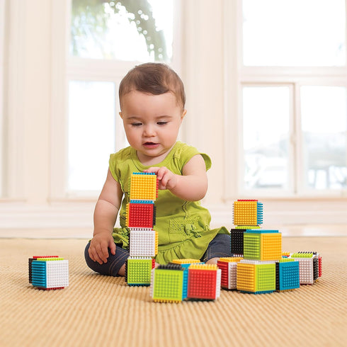 24-Piece Set 12 Infantino Press & Stay Sensory Blocks, Developmental Activity Blocks, Multicolor Stacking Toy