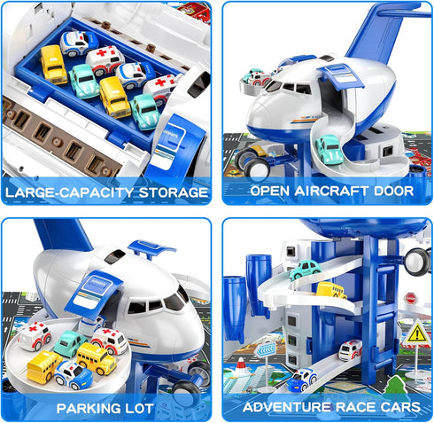 3-5 4-8 8 4-8, 3-5, 4-7 Airplane Toys for Toddlers - Car Race Tracks for Kids Ages with Small Car Toys, Educational