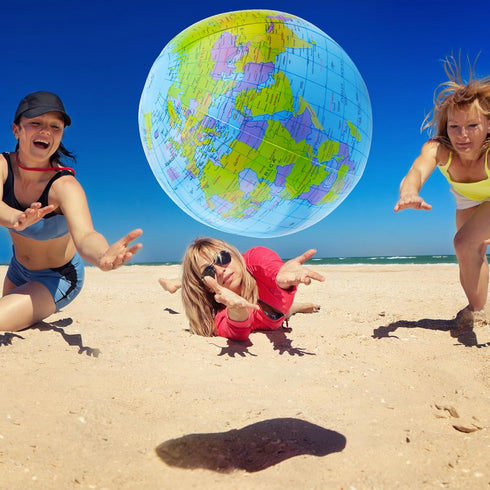 32 Pack 16 Inch Inflatable Globe Bulk, Blow up Beach Ball for Classroom Teaching and Pool Party