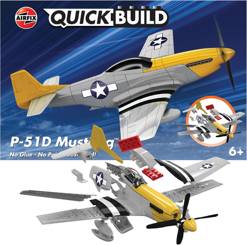 Airfix Quickbuild P-51D Mustang Airplane Brick Building Plastic Model Kit, J6016