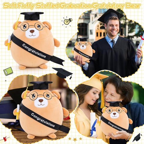 Emoin Graduation Bear Plush, 11.8'' Graduation Stuffed Animal Bear with Cap, Gift for Boys and Girls