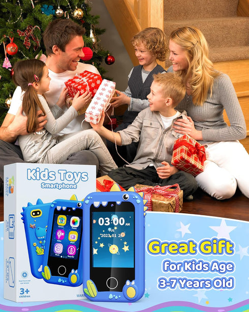 Kids Toy Smartphone for Boys Ages 3-8, Fake Play Phone with Music Player, Dual Camera, and Puzzle Games