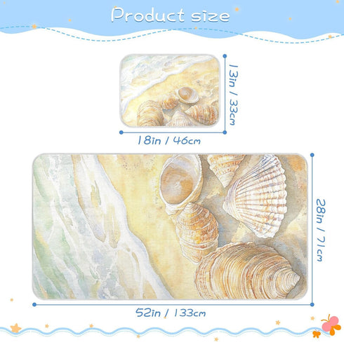 SyXIOP 28" 52" Shells Lying on The Sandy Beach Cooling Baby Waterproof Crib Mattress pad x Reusable Crib Padding