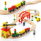 Wooden Train Sets for Boys 2-7, 38 Pcs Wood Train Set with Crane, Bridge & Tracks for 3 Year Olds