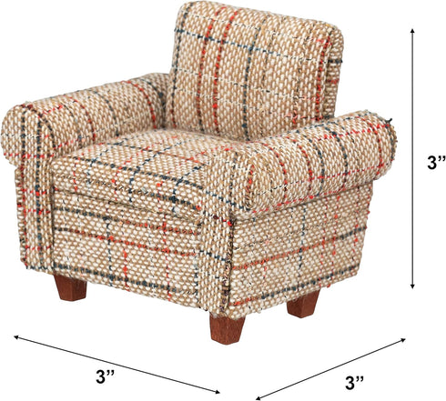 Dollhouse Sofa Armchair Upholstered, Miniature Living Room Furniture Chair for 6 inch Dolls, 1/12 Scale (Beige Retro)