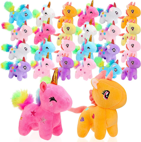 24 Pcs Mini Plush Unicorn Stuffed Animals, Unicorn Party Favors, DIY Plush Keychain for Birthday Wedding Gift