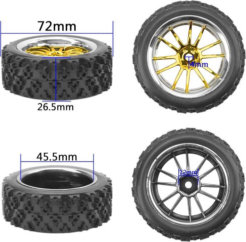 ShareGoo 4Pcs 1/10 On Road Tires & Plastics Wheel Rims, 12mm Hex Compatible with Tamiya TT01 Kyosho
