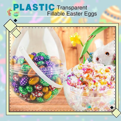 Restroma 12 Inch/ 10 inch/ 8 inch 3/4/ 8/9/ 12 (9 (10 Inch)) Giant Clear Plastic Easter Eggs Fillable Pcs Jumbo