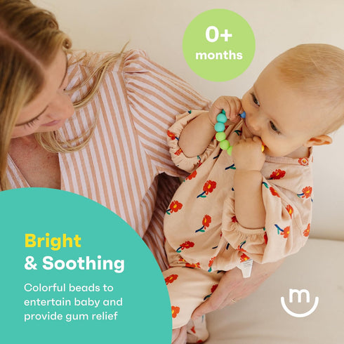 Rainbow Ring Teether | Soft, Easy Grip Unisex Teether Toy | Silicone Baby Teether Ring to Help Soothe Gums | Non-Toxic and BPA Free