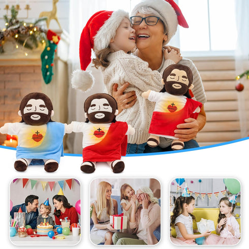 Yelakey Jesus Plush that Breathes, Jesus Stuffed Doll with Glow&Songs, Easter Toy Savior Doll for Church Sunday School