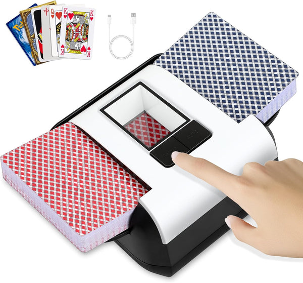 L.DROPLET Automatic Card Shuffler 1-2 Decks Low Nois with AUTO & Manual Mode,