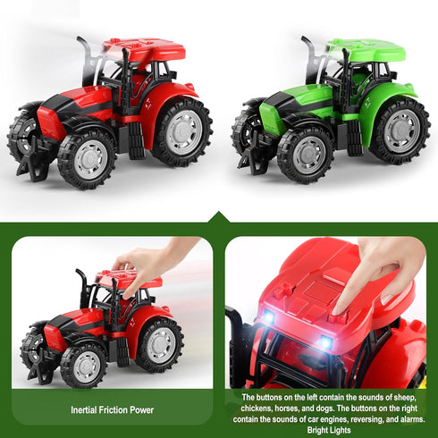 Set, 27" 2 3 4 5 6 Dwi Dowellin Farm Vehicle Toys Large Friction Powered Semi Truck with Tractors, Toy Cars